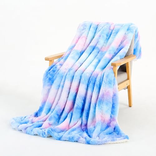 Lsimeru Regenbogen Sherpa Decke Kuscheldecke Lammfelloptik 160x200 Fleecedecke Wohndecken Flauschig Mikrofaser-Flausch Weich Warm Wendedecke Sofadecke Couchdecke von Lsimeru