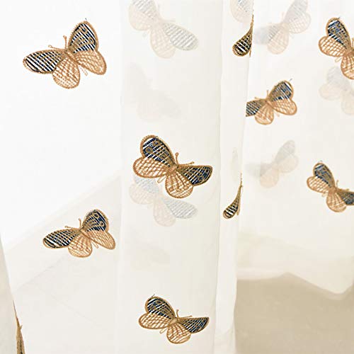 Lsimeru Schmetterling Vorhange Kinderzimmer Mädchen Transparent Kinder 140x245 Prinzessin Weiß Vorhänge Gardinen Durchsichtig Kräuselband Kinderzimmer von Lsimeru