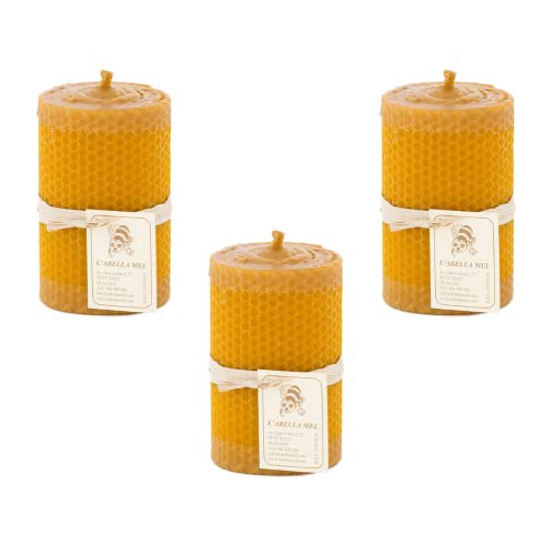 L'abella Mel Natürliche Bienenwachs-Kerzen, 3 Stück von L'ABELLAMEL