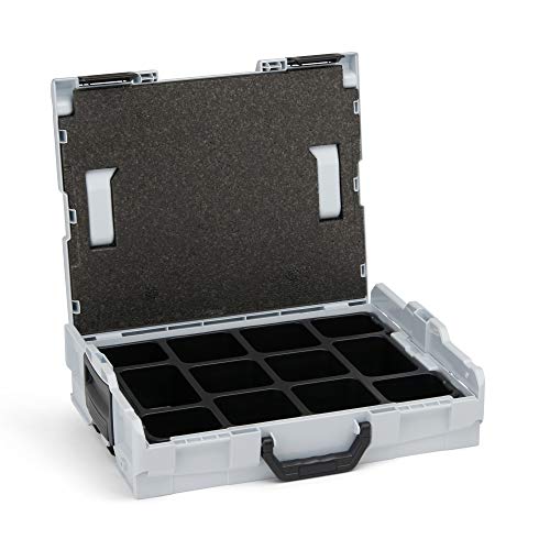 12Bosch Sortimo L-Boxx 102 Werkzeugkoffer-Set Grau anpassbar mit Ihrem Logo | bestückt mit L BOXX 102 Einlage Ordnungssystem Kleinteile-Einsatz 12-fach und Deckelpolster von L-BOXX