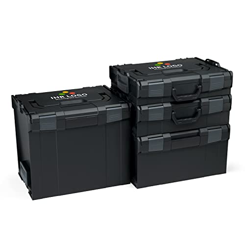 Bosch Sortimo CUSTOM L-BOXX Werkzeugkoffer-Set Gr 1-4 schwarz ohne Ihnalt | Professionelle leere Werkzeugkästen personalisiert mit Ihrem Logo | kompatibel mit Bosch Sortimo L-Boxx System von L-BOXX