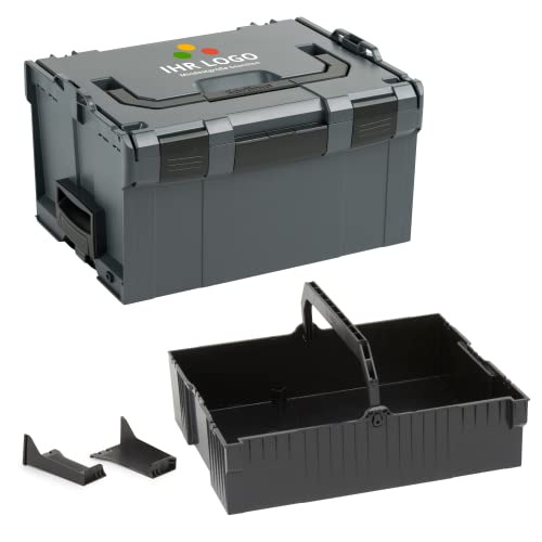 Bosch Sortimo L-BOXX 238 Größe 3 anthrazit individuell anpassbar mit Ihrem Logo | mit Einhängeeinsatz schwarz | Transportsystem Werkzeug | Ideale Werkzeug Aufbewahrung von L-BOXX