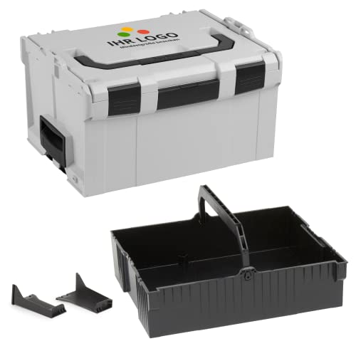 Bosch Sortimo L-BOXX 238 Größe 3 grau individuell anpassbar mit Ihrem Logo | mit Einhängeeinsatz schwarz | Transportsystem Werkzeug | Ideale Werkzeug Aufbewahrung von L-BOXX