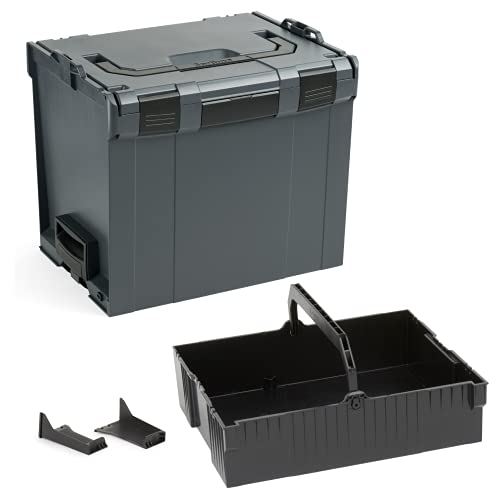 Bosch Sortimo L-BOXX 374 Größe 4 anthrazit | mit Einhängeeinsatz schwarz | Transportsystem Werkzeug | Ideale Werkzeug Aufbewahrung Box von L-BOXX