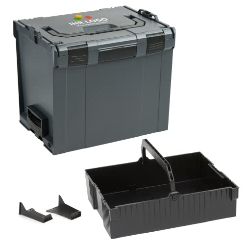 Bosch Sortimo L-BOXX 374 Größe 4 anthrazit personalisierbar mit Ihrem Logo | mit Einhängeeinsatz schwarz | Transportsystem Werkzeug | Ideale Werkzeug Aufbewahrung Box von L-BOXX