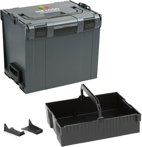 Bosch Sortimo L-BOXX 374 Größe 4 anthrazit personalisierbar mit Ihrem Logo | mit Einhängeeinsatz schwarz | Transportsystem Werkzeug | Ideale Werkzeug Aufbewahrung Box von L-BOXX