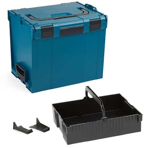Bosch Sortimo L-BOXX 374 Größe 4 blaugrün | mit Einhängeeinsatz schwarz | Professioneller Werkzeugkoffer erweiterbar | Ideale Werkzeug Aufbewahrung von L-BOXX