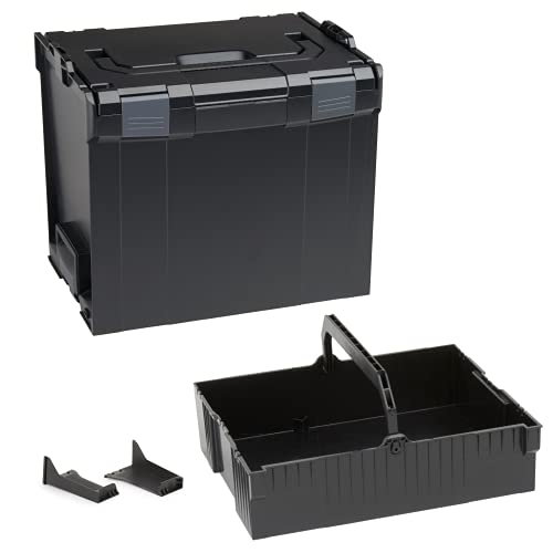 Bosch Sortimo L-BOXX 374 Größe 4 schwarz | mit Einhängeeinsatz schwarz | Transportsystem Werkzeug | Ideale Werkzeug Aufbewahrung Box von L-BOXX