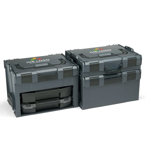 Bosch Sortimo L-BOXX Set Anthrazit | Anpassbar mit Logo | L-BOXX 102, 238 & LS-BOXX 306 inkl. i-BOXX, LS-Schublade & Sortierset C3 | Werkzeugkoffer mit Einlage von L-BOXX