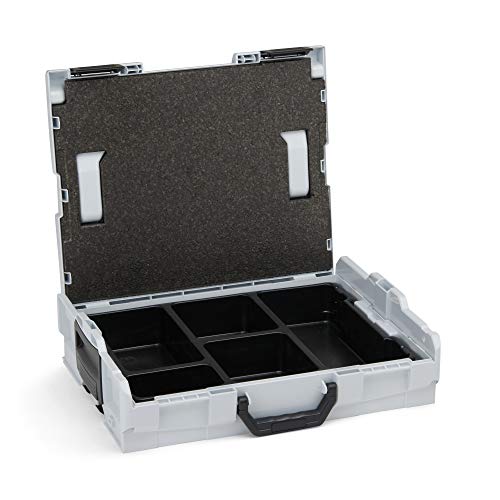 Bosch Sortimo L-Boxx 102 Werkzeugkoffer-Set Grau anpassbar mit Ihrem Logo | bestückt mit L BOXX 102 Einlage Ordnungssystem Kleinteile-Einsatz 5-fach und Deckelpolster von L-BOXX