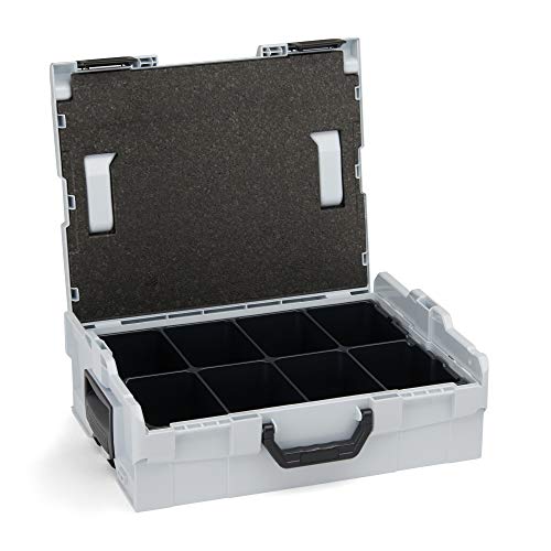 Bosch Sortimo L Boxx 136 mit Einsatz 8-Fach individuell anpassbar mit Ihrem Logo | Grau | LBoxx 136 Koffersystem für optimale Lagerung von Werkzeugen | Sicherer Transport von L-BOXX