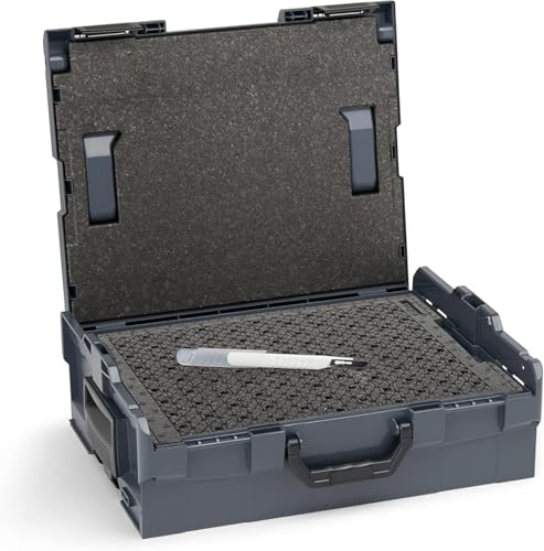 Bosch Sortimo L Boxx 136 mit Schnitteinlage individuell anpassbar mit Ihrem Logo | Anthrazit | LBoxx 136 Koffersystem für optimale Lagerung von Werkzeugen | Sicherer Transport von L-BOXX