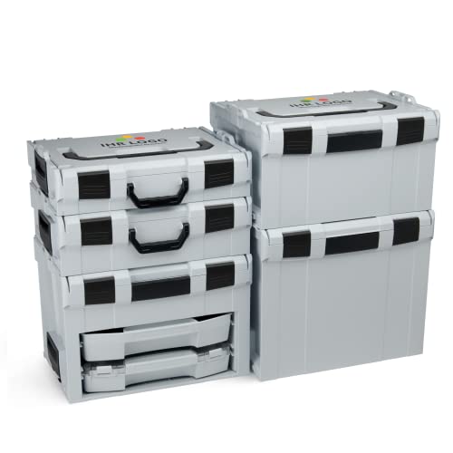 L-BOXX Sortimo L-Boxx Grau Werkzeugkoffer Set anpassbar mit Ihrem Logo | LBOXX 102 LBOXX 136 LBOXX 238 LBOXX 374 LS-BOXX 306 inkl. i-BOXX & LS-Tray | Sortierset L BOXX Einlage B3 & i BOXX Einlage C3 von L-BOXX