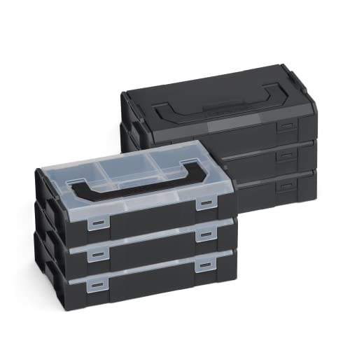 L-BOXX-Mini Kompakt-Sortierbox in schwarz 6 Stück | je 3 schwarze mit transparentem und schwarzem Deckel | kleiner stapelbarer Werkzeugkoffer L-BOXX-Mini Kompakt-Sortierbox in schwarz 6 Stück | je 3 schwarze mit transparentem und schwarzem Deckel | kleiner stapelbarer Werkzeugkoffer von L-BOXX