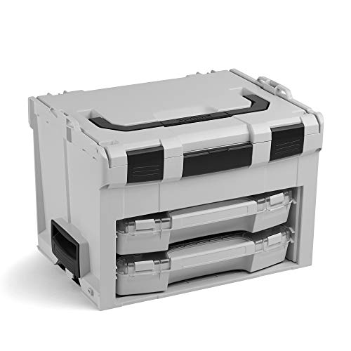 Bosch Sortimo LS BOXX 306 | inkl. i-BOXX 72 C3 & i-BOXX 72 I3 in Lichtgrau | Professioneller Werkzeugkoffer leer | Werkzeugkiste leer Kunststoff von L-BOXX