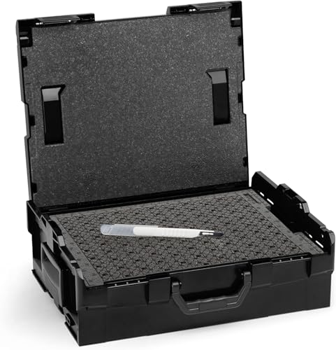 Bosch Sortimo Schnitteinlagen-Set | L BOX 136 (schwarz) inkl. Schnitteinlagenset EPP & Deckeneinlage | Sortimentskasten groß Schrauben von L-BOXX
