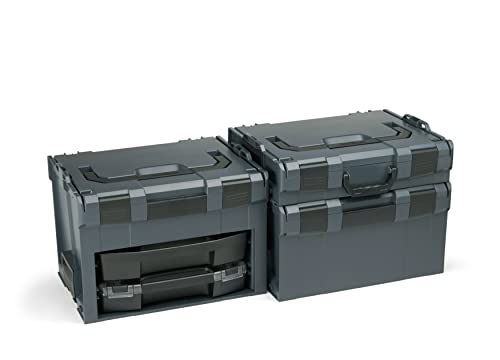 Bosch Sortimo Anthrazit L-BOXX 102 + 238 + 306 inkl. i-BOXX und LS-Schublade mit Sortierset C3 | L-BOXX Werkzeugkoffer mit Einlage von L-BOXX