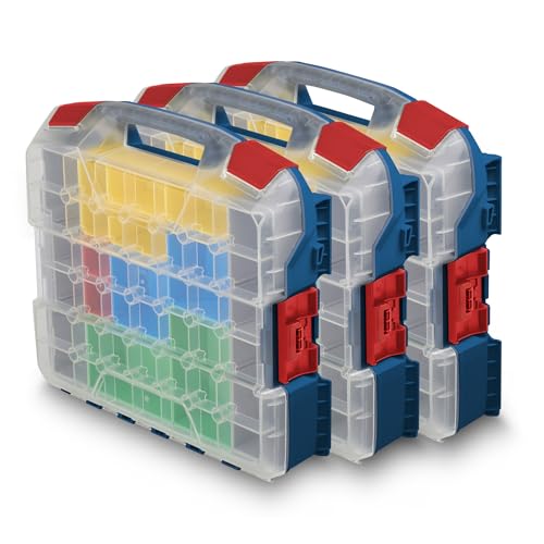 L-BOXX Sortimo W-BOXX 102 Professional Blau | 3er-Set Premium Sortimentskasten L-Case | Stapelbare Schraubenboxen mit Transparentem Deckel | Inklusive Insetboxen von L-BOXX