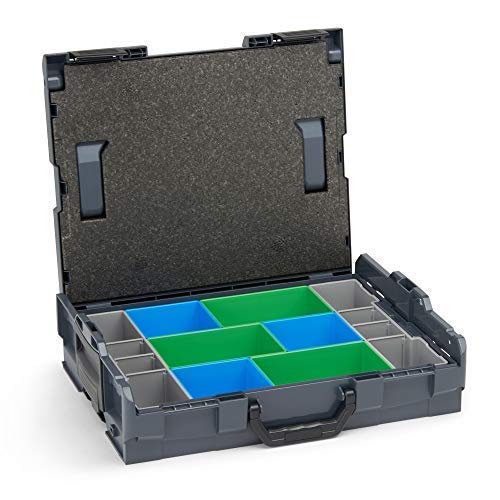 Bosch Sortimo Werkzeugkoffer-Set • L-Boxx 102 anthrazit • bestückt mit Ordnungssystem Insetboxen-Set CD3 von L-BOXX