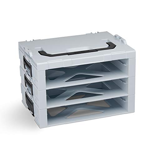 Bosch Sortimo i-BOXX Rack | Mit 3 Fächern in grau | Werkzeugkoffer Regal | Werkzeugaufbewahrung Regal | Ideal für i-BOXX 72 oder LS-Schublade 72 von L-BOXX