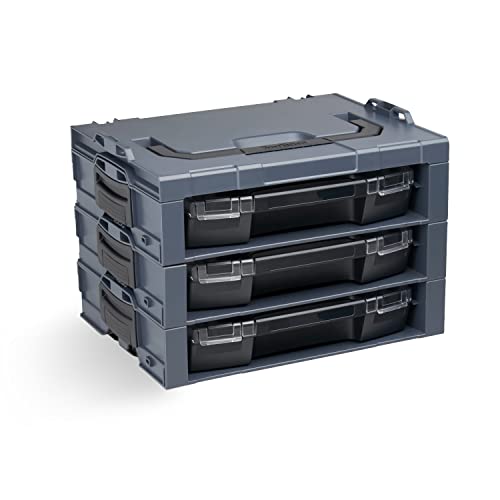 Bosch Sortimo i-BOXX Rack aktiv inkl. i-BOXX 72 leer anthrazit | 3er Set | Werkzeugkoffer stapelbar Bosch | Werkzeugaufbewahrung System Regal | i Rack Adapterplatte für Bosch Sortimo L-BOXX von L-BOXX