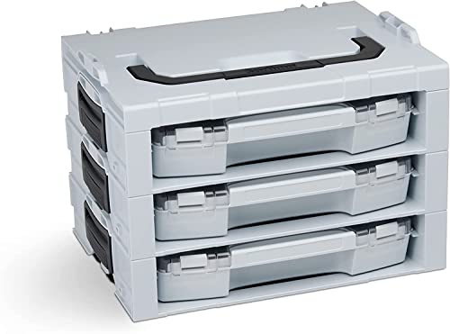 Bosch Sortimo i-BOXX Rack aktiv inkl. i-BOXX 72 leer grau | 3er Set | Werkzeugkoffer stapelbar Bosch | Werkzeugaufbewahrung System Regal | i Rack Adapterplatte für Bosch Sortimo L-BOXX von L-BOXX