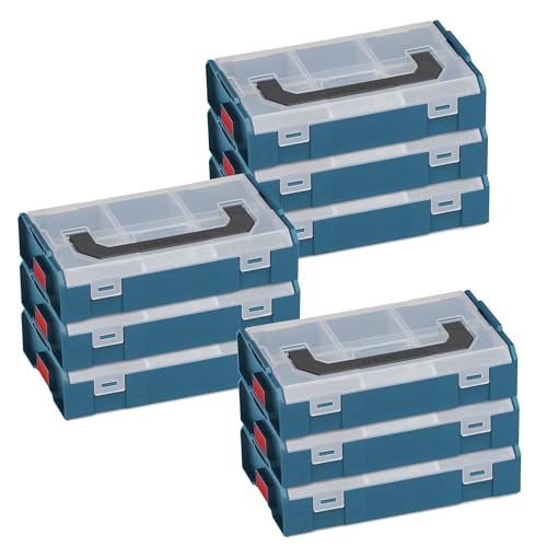 L-BOXX Mini 9er Set – Professional Blau | Robuste Sortimentskästen für Kleinteile | Klicksystem, stapelbar, lebensmittelecht | Ideal für Profis & Heimwerker von L-BOXX