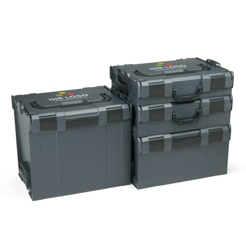 L-BOXX Sortimo L-Boxx Werkzeugkoffer Set | Größe 102-374 in Anthrazit | leere Werkzeugkästen aus Kunststoff, personalisiert mit Ihrem Logo | kompatibel mit Bosch Sortimo L-Boxx System von L-BOXX