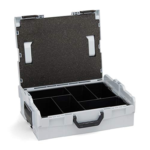 LBoxx 136 Koffersystem mit Einsatz 6-fach von Bosch Sortimo in Grau • L-Boxx 136 für optimale Lagerung von Werkzeugen • Sicherer Transport & Schutz dank L-Boxx System von L-BOXX