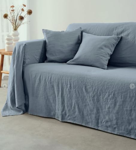 L'EMPORIO_CASA Überwurf für Sofa, einfarbig, robust, aus Panama-Baumwolle, 160x260 – 260x280 – 360x280 cm, Maxi-Größen, Baumwolle, Granfoulard Made in Italy (blau, 160x280x28x28x28x28x28 cm) 0) von L'EMPORIO CASA