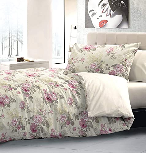 L'EMPORIO CASA _Web Bettwäsche-Set, Rosa, für Doppelbett, 100 % italienische Baumwolle, weich, 250 x 200 + 40 cm von L'EMPORIO CASA