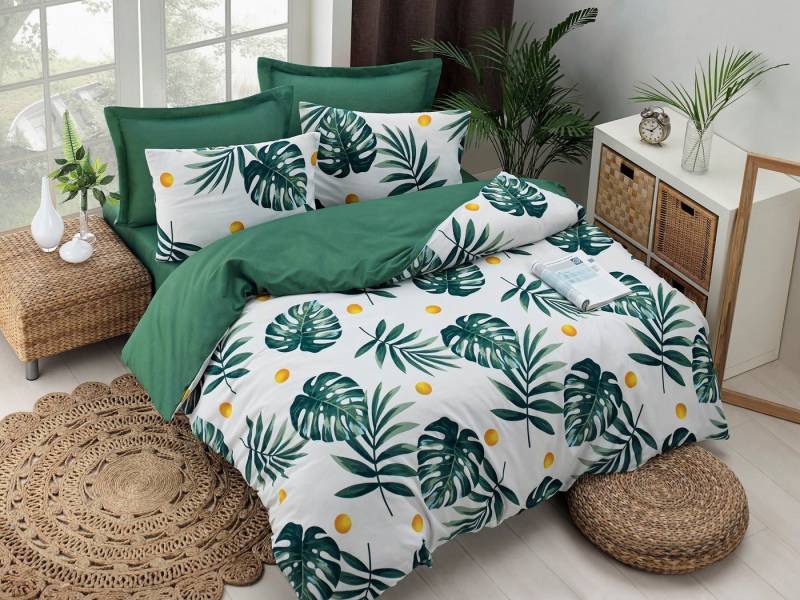 L'Essentiel Linge de Maison Bettdecke + Kopfkissen ELR5936, Grün, 65% Baumwolle / 35% Polyester von L'Essentiel Linge de Maison