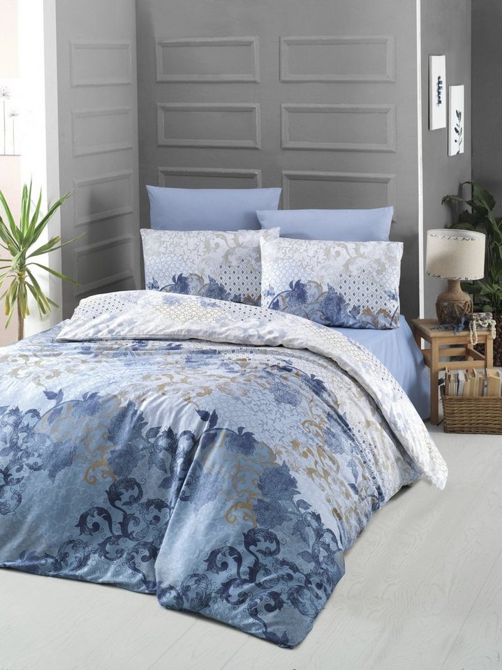 Bettdecke + Kopfkissen, VCT7345, Blau, 100% Baumwollsatin, L'Essentiel Linge de Maison von L'Essentiel Linge de Maison