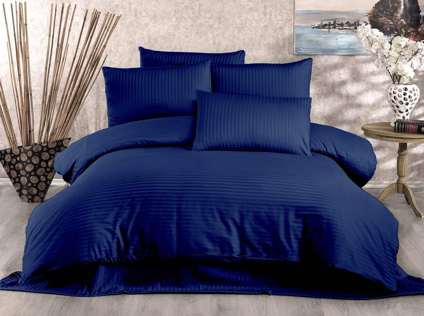 L'Essentiel Linge de Maison Bettdecke + Kopfkissen WTN6210, Dunkelblau, 100% Baumwollsatin L'Essentiel Linge de Maison Bettdecke + Kopfkissen WTN6210, Dunkelblau, 100% Baumwollsatin von L'Essentiel Linge de Maison