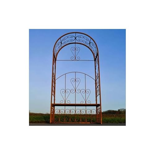 L'Héritier Du Temps Gartenbank, Bogenbogen, aus oxidiertem Stahl, Gartenbank, Bogen mit Wirbeln, Gartenmöbel, 60,5 x 121 x 244 cm von L'Héritier Du Temps