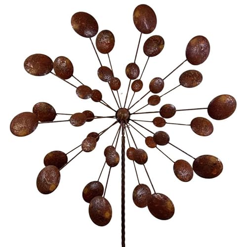 L'Héritier Du Temps Große Windmühle, Doppelflügel, oxidiert, auf Spike, 80 x 80 x 250 cm von L'Héritier Du Temps