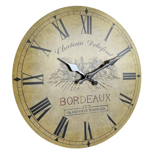 Wanduhr Pendel rund, Küche oder Wohnzimmer aus Holz und Papier Chateau delafont bordeaux 4 x 34 x 34 cm Wanduhr Pendel rund, Küche oder Wohnzimmer aus Holz und Papier Chateau delafont bordeaux 4 x 34 x 34 cm von L'Héritier Du Temps