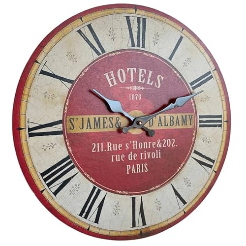 Wanduhr Pendel rund, Küche oder Wohnzimmer aus Holz und Papier Hotels ST JAMES 4 x 34 x 34 cm von L'Héritier Du Temps