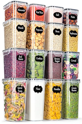L LONGANCHANG Vorratsdosen mit Deckel Luftdicht Set of 16, BPA frei, Aufbewahrungsbox mit Deckel, Mottensichere Küchen Organizer Cornflakes Müsli Mehl Aufbewahrung, Vorratsbehälter mit Etiketten L LONGANCHANG Vorratsdosen mit Deckel Luftdicht Set of 16, BPA frei, Aufbewahrungsbox mit Deckel, Mottensichere Küchen Organizer Cornflakes Müsli Mehl Aufbewahrung, Vorratsbehälter mit Etiketten von L LONGANCHANG