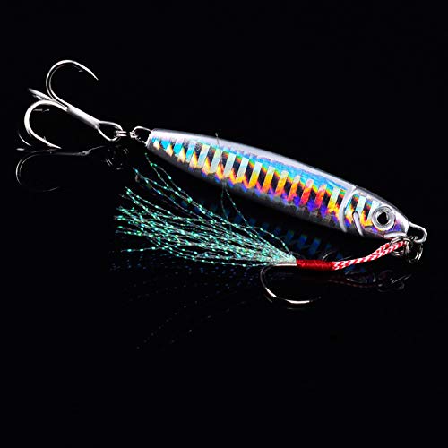 L-MEIQUN, 1 stück 15g 20g 30g Metall Jig Fischereiköder Slow Jig Fishing Köder Blei Fisch Eisen Teller Hart Winter EIS Jigging Haken Lure Tackle (Farbe : Colore, Größe : 20g 62mm) von L-MEIQUN