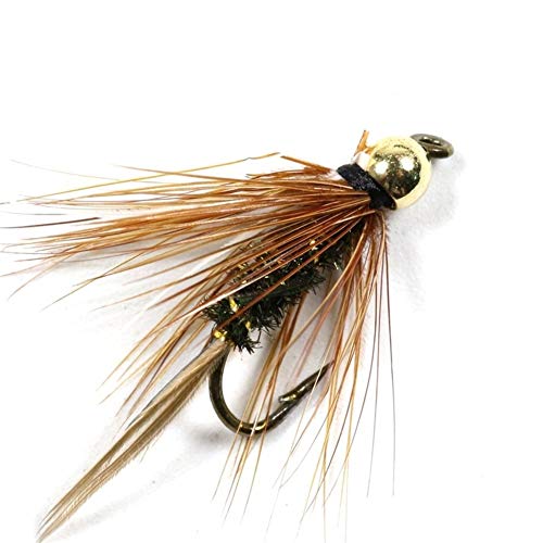 L-MEIQUN, 10PCS 10# Messing Golden Head Wet Trout & Äsche Fliegen-Fischen Fliegen Wet Fly Bead Kopf Prince Nymph von L-MEIQUN
