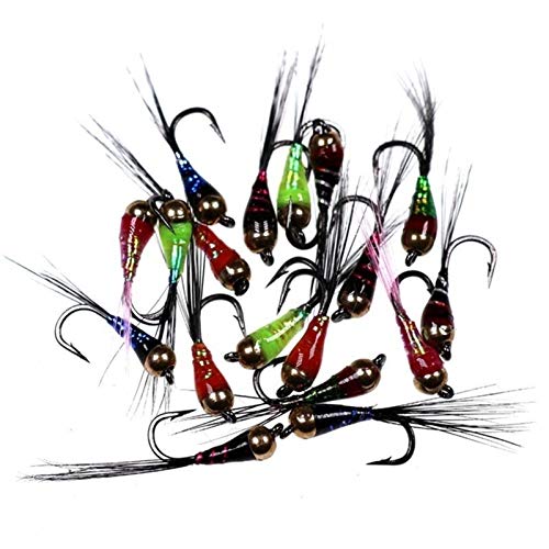 L-MEIQUN, 48 Teile/Box # 14 Haken Wolfram Perdigon Nymphe Kleine Beadheads Fly Rainbow Braune Forelle Äußere Bachforelle Fischen Schnellbecken Fliegen (Farbe : 36Pcs) von L-MEIQUN