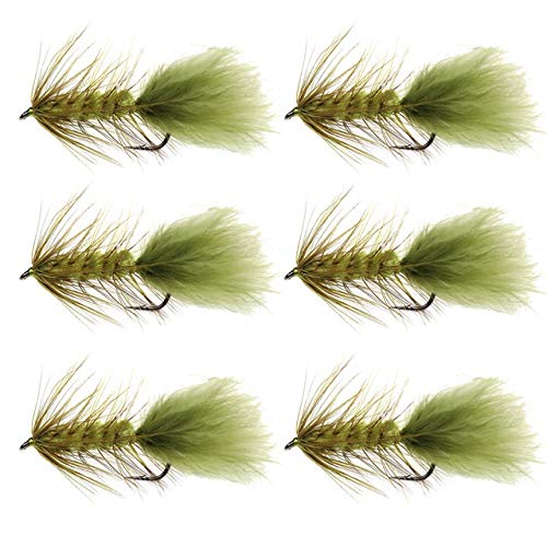 L-MEIQUN, 6PCS Wooly Bugger Streamers Fliegenfischen Köder Olive Rot Schwarz Salzwasser Fliegenbinden Haken Forelle fliegt Bait (Farbe : 6PCS Olive, Größe : Hook Size 6) von L-MEIQUN