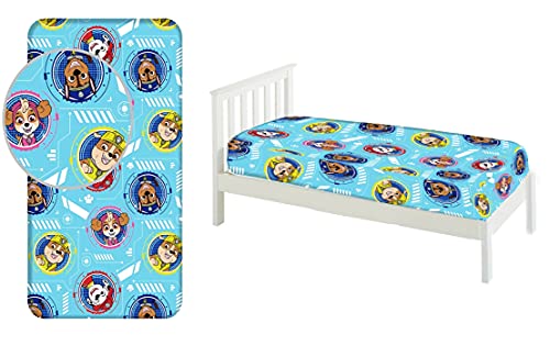 Paw Patrol Spannbettlaken, 90 x 200 cm, für Einzelbett, 100% Baumwolle von L-S KIDS BOUTIQUE