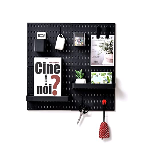 L'essentiel Home and Office Wall Organiser Pegboard 56 * 56cm Black Complete Set (4 Tiles of 28 * 28cm) and Accessories (Black) (Black, 4 Panels Set) von L'essentiel