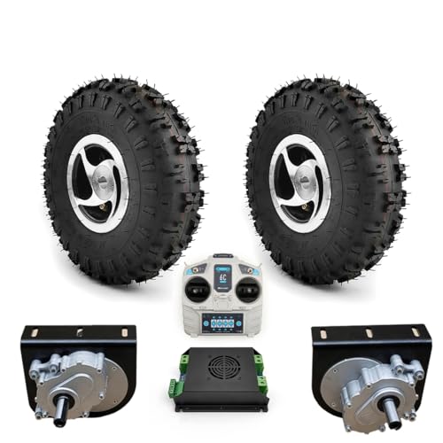 2WD 10 Zoll Rad 24V 500W 700W Landwirtschaftlicher Reifen Bürstenmotor Kit für Rasenmäher Fahrrad (ESC Big Kit Montageplatte Halterung (ESC big kit O, 24V350W Max Speed 4kph) von L-faster