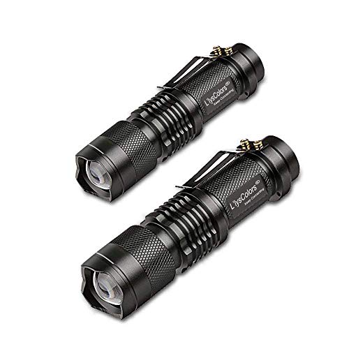 L'lysColors (2 Stück) Starke Mini CREE LED Taschenlampe Handlampe (350 Lumen, Zoombar, 3 Modus) von L'lysColors