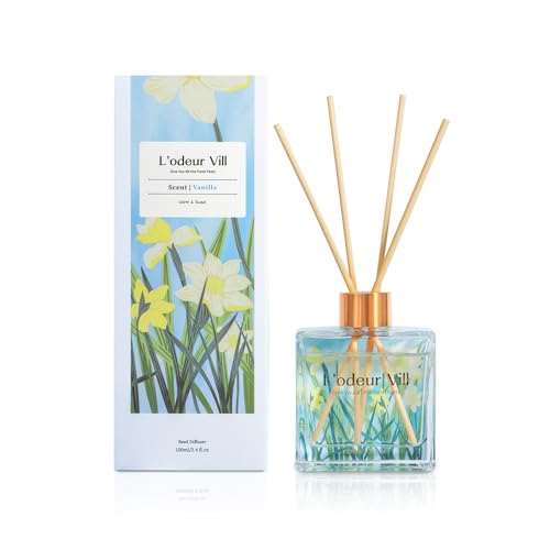 L'odeur Vill Profumatore per Ambienti 120ml Diffusore Profumo Ambiente Con 6 Bastoncini di Fragranza,Diffusore di Fragranze per Bagno,Appartamento,Decorazione Della Casa (Vanilla) von L'odeur Vill