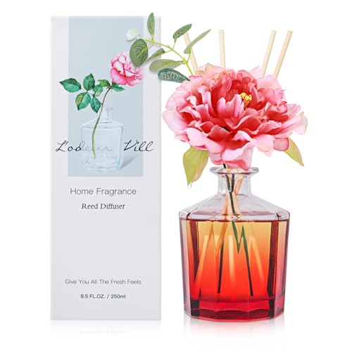 L'odeur Vill Reed Diffuser Set, 8.5 oz(250ml) Jasmin & Lily duftender Diffuser mit 10 Fragrance Sticks, Home raumduft Duft ätherisches Öl Reed Diffuser für Zuhause Große Zimmer Badezimmer Regal Dekor. von L'odeur Vill