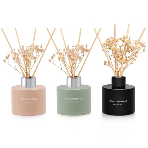 L'odeur Vill Room Fragrance Reed Diffuser Set Vanilla/Clean Linen/Moroccan Amber, 120mlx 3 duftender Diffuser mit 18 Fragrance Sticks, Duft Reed Diffuser für Zuhause Badezimmer Regal Dekor. von L'odeur Vill